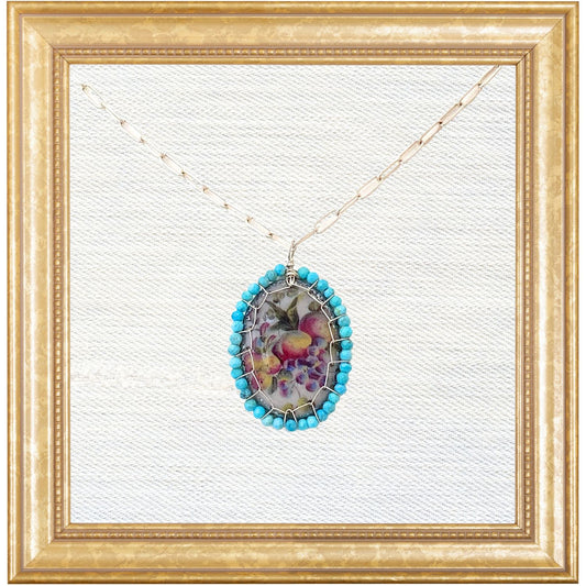 Blumenlied Stitched Victoria Necklace with Turquoise