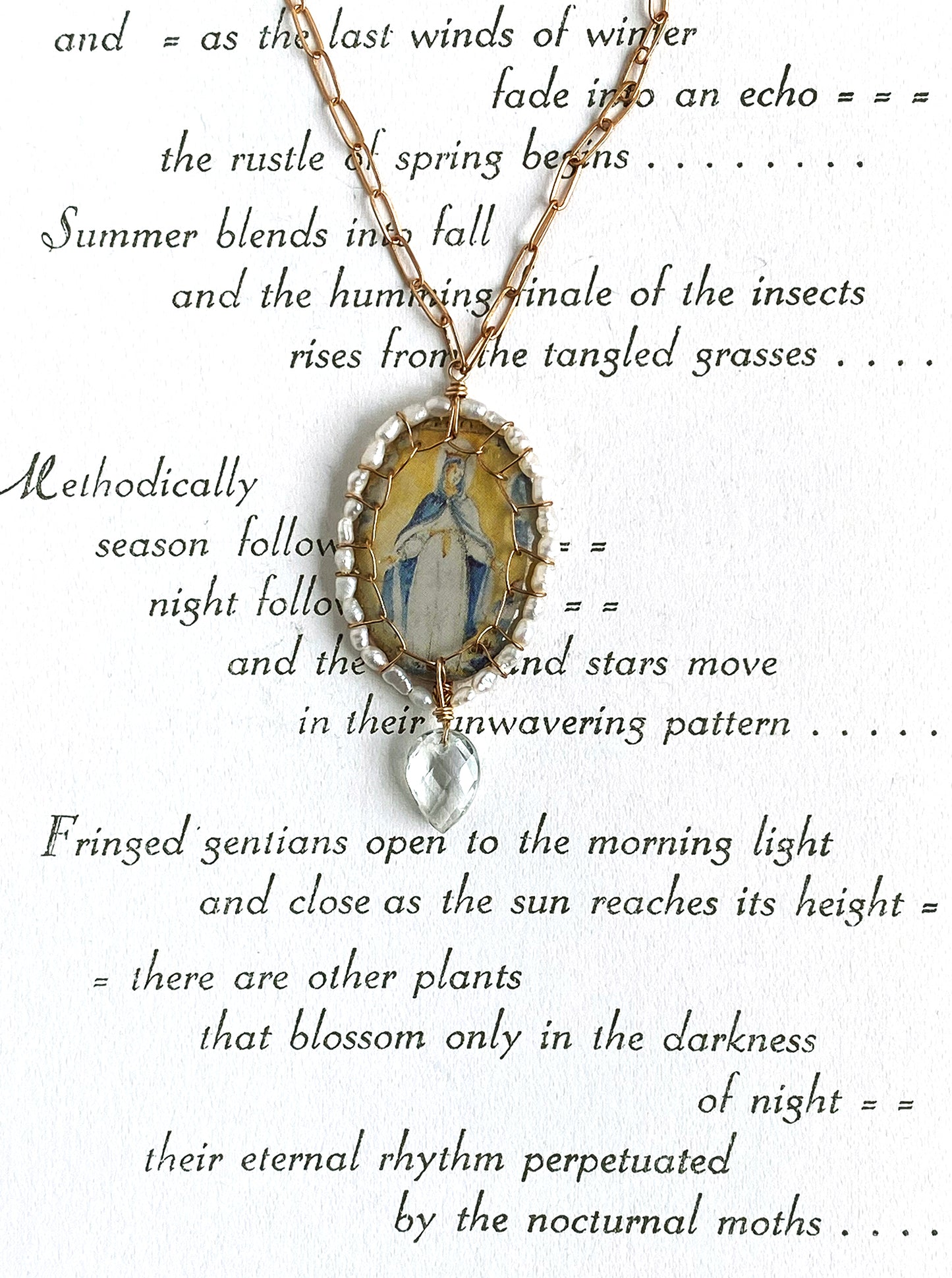 Virgin Mary Victoria Necklace with Pearls